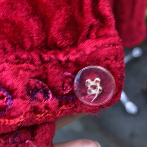 Vintage boho Hippy red velvet tunic unisex India M - Picture 6 of 12